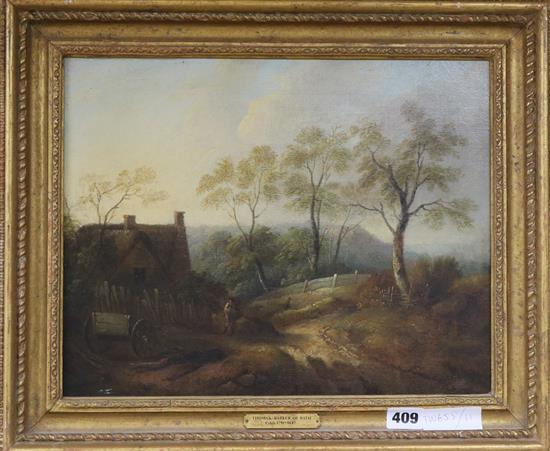 Attributed to Thomas Barker of Bath (1769-1847), oil on canvas, Rural landscape with a figure outside a cottage